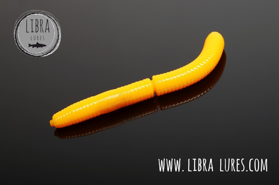 Libra Lures Fatty D`Worm Tournament 55mm | Forellenköder supersoft | Inhalt: 12 Stück | Aroma: Krill | Farbe: 008 Dark Yellow