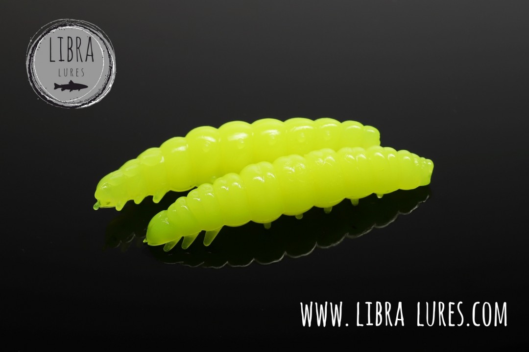 Libra Lures Larva 30mm | Forellenköder supersoft | Inhalt: 15 Stück | Aroma: Krill | Farbe: 006 Hot Yellow