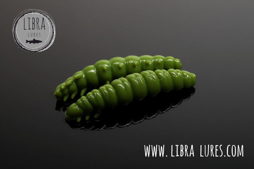 Libra Lures Larva 45mm | Forellenköder supersoft | Inhalt: 8 Stück | Aroma: Krill | Farbe: 031 Olive