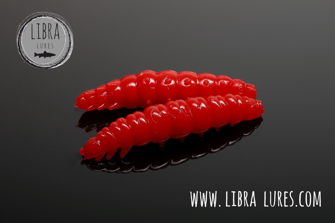 Libra Lures Larva 45mm | Forellenköder supersoft | Inhalt: 8 Stück | Aroma: Krill | Farbe: 021 Red