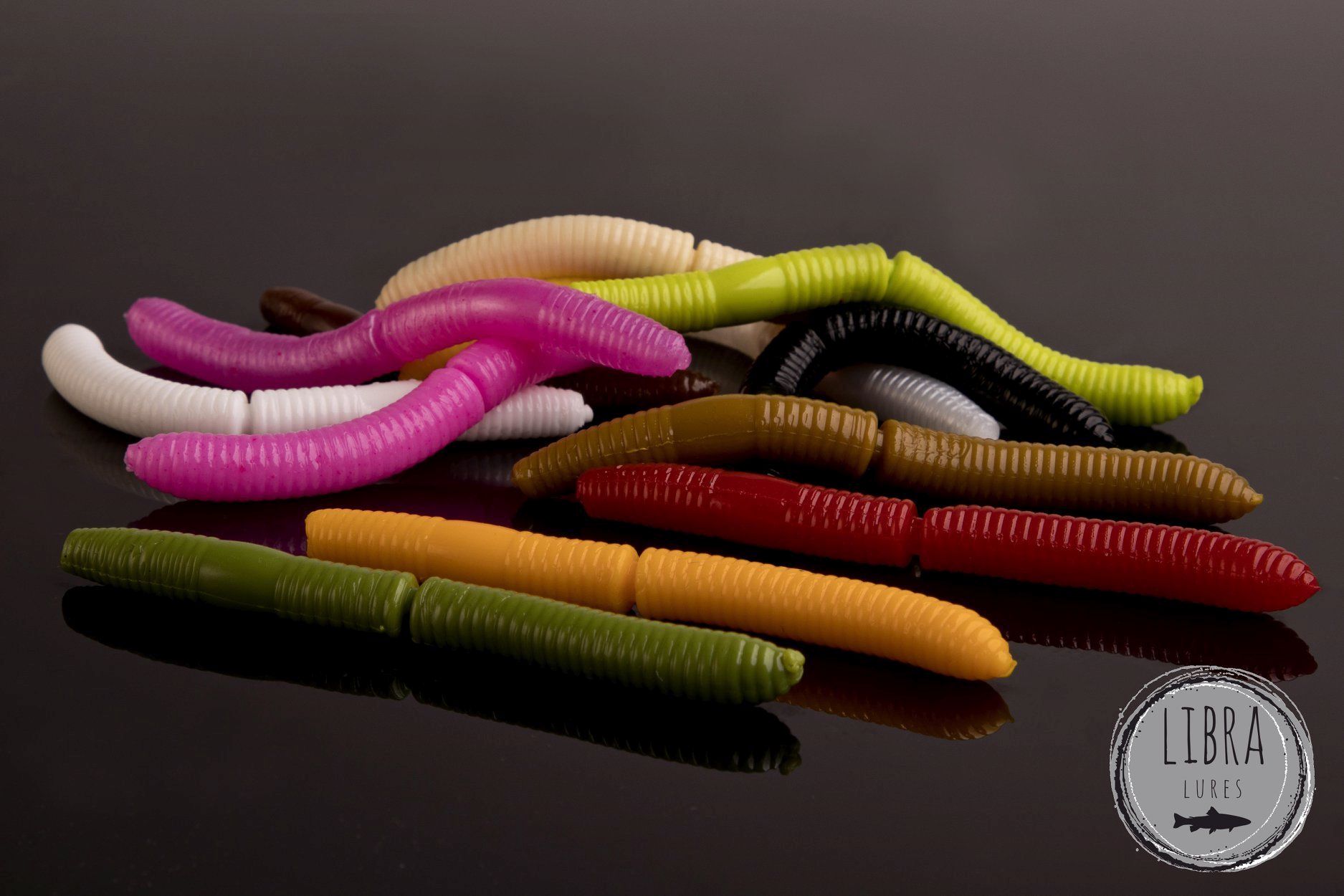 Libra Lures Fatty D`Worm 65mm | Mix-Dose | Forellenköder supersoft | Inhalt: 10 Stück in verschiedenen Farben | Aroma: Käse