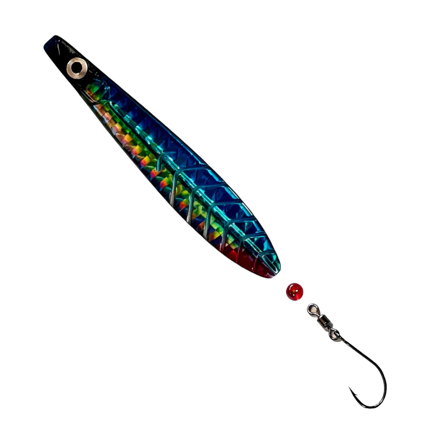 ParaLAXX Inlineblinker 10 gr. (7,5 cm) – Durchlaufblinker für Forelle & Meerforelle | Ready-to-Fish Set mit Einzelhaken, Tönnchenwirbel & Knotenschutz-Perle | Süß- & Salzwasser | UV-aktiv | Farbe: Schwarz- Blau- Holo