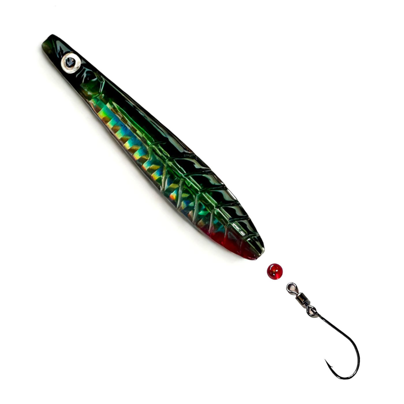 ParaLAXX Inlineblinker 10 gr. (7,5 cm) – Durchlaufblinker für Forelle & Meerforelle | Ready-to-Fish Set mit Einzelhaken, Tönnchenwirbel & Knotenschutz-Perle | Süß- & Salzwasser | UV-aktiv | Farbe: Schwarz- Grün- Holo