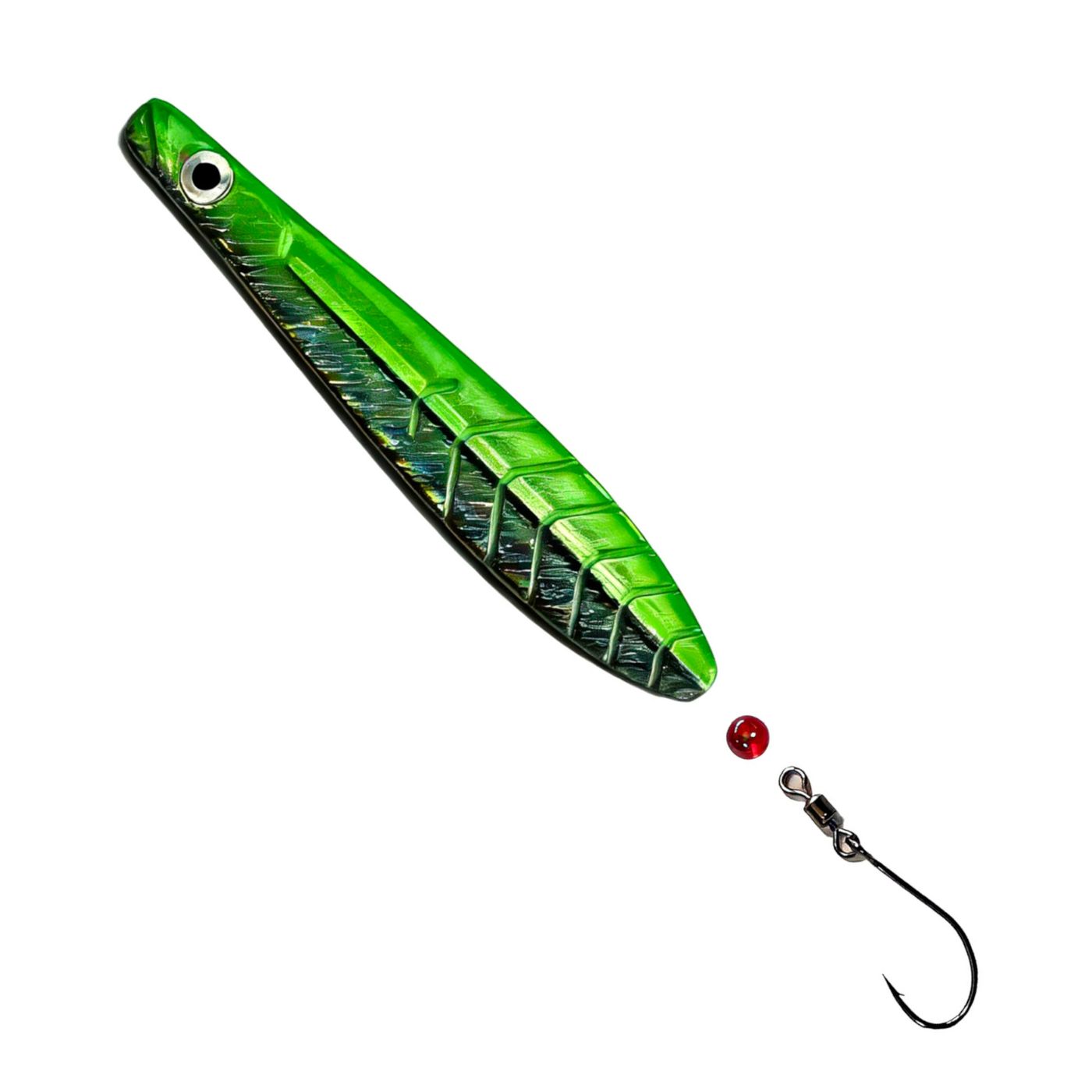 ParaLAXX Inlineblinker 10 gr. (7,5 cm) – Durchlaufblinker für Forelle & Meerforelle | Ready-to-Fish Set mit Einzelhaken, Tönnchenwirbel & Knotenschutz-Perle | Süß- & Salzwasser | UV-aktiv | Farbe: Grün- Siber- Holo
