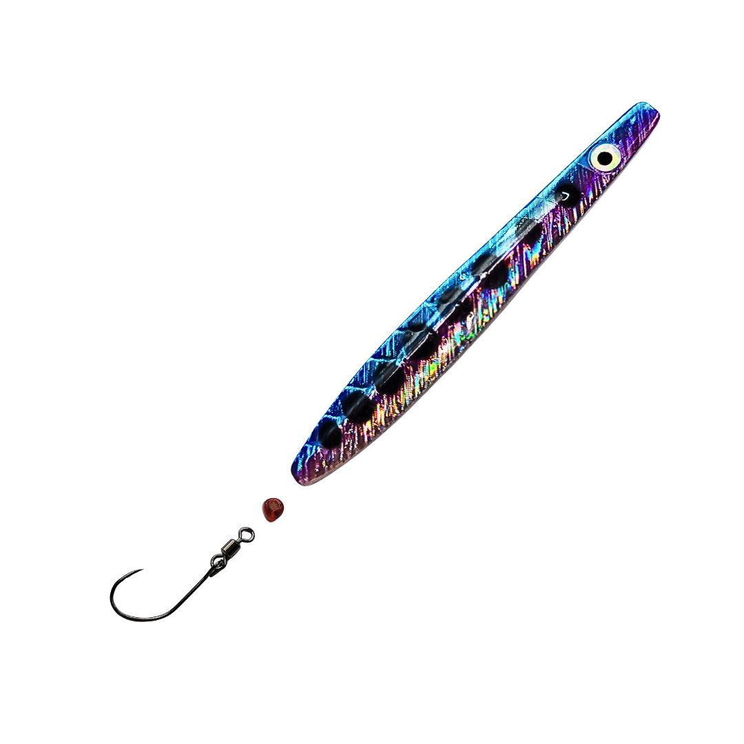 ParaLAXX Inlineblinker 5 gr. (6,5 cm) – Durchlaufblinker für Forelle & Meerforelle | Ready-to-Fish Set mit Einzelhaken, Tönnchenwirbel & Knotenschutz-Perle | Süß- & Salzwasser | UV-aktiv | Farbe: Blau- Pink- Silberfarben