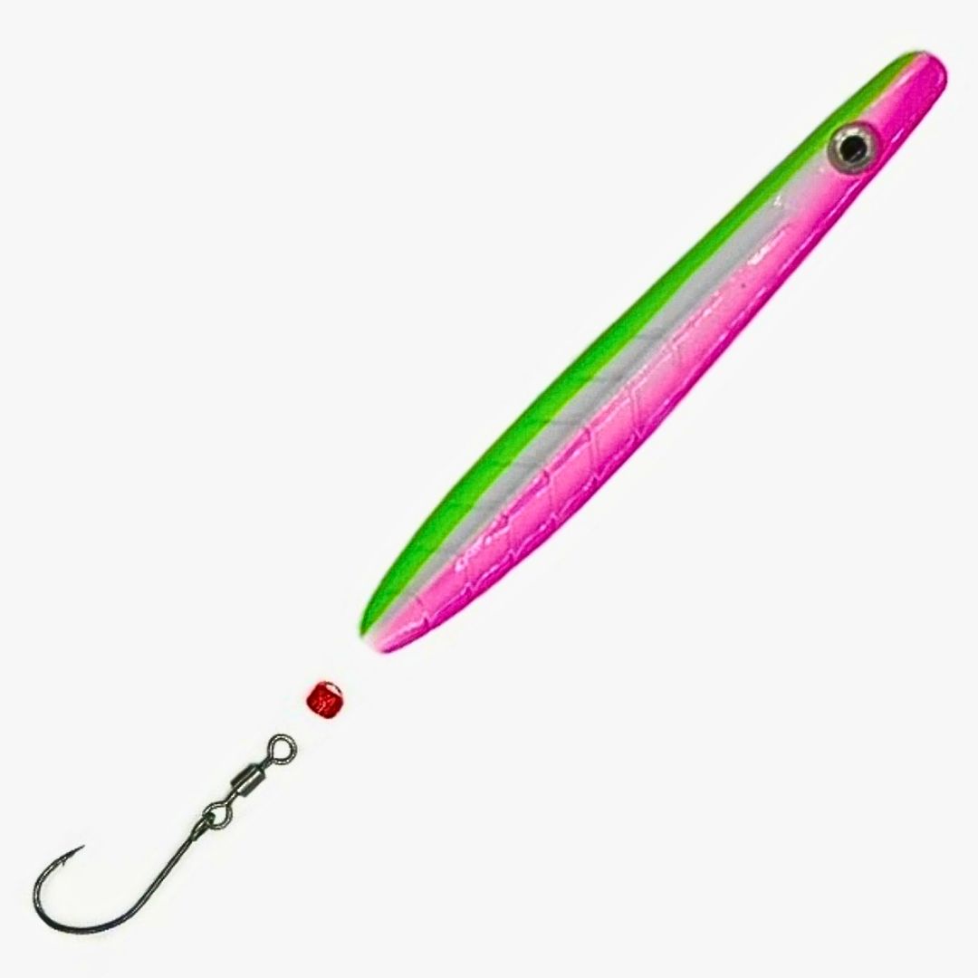 ParaLAXX Inlineblinker 5 gr. (6,5 cm) – Durchlaufblinker für Forelle & Meerforelle | Ready-to-Fish Set mit Einzelhaken, Tönnchenwirbel & Knotenschutz-Perle | Süß- & Salzwasser | UV-aktiv | Farbe: Grün- Weiß- Pink