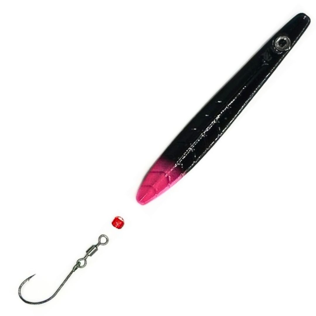ParaLAXX Inlineblinker 5 gr. (6,5 cm) – Durchlaufblinker für Forelle & Meerforelle | Ready-to-Fish Set mit Einzelhaken, Tönnchenwirbel & Knotenschutz-Perle | Süß- & Salzwasser | UV-aktiv | Farbe: Schwarz- Pink