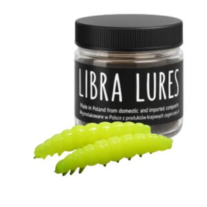 Libra Lures Larva 30mm | Forellenköder Supersoft | Inhalt: 15 Stück | Aroma: Knoblauch | Farbe: 006 / Hot Yellow