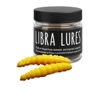Libra Lures Larva 45mm | Forellenköder Supersoft | Inhalt: 8 Stück | Aroma: Knoblauch | Farbe: 007 Yellow