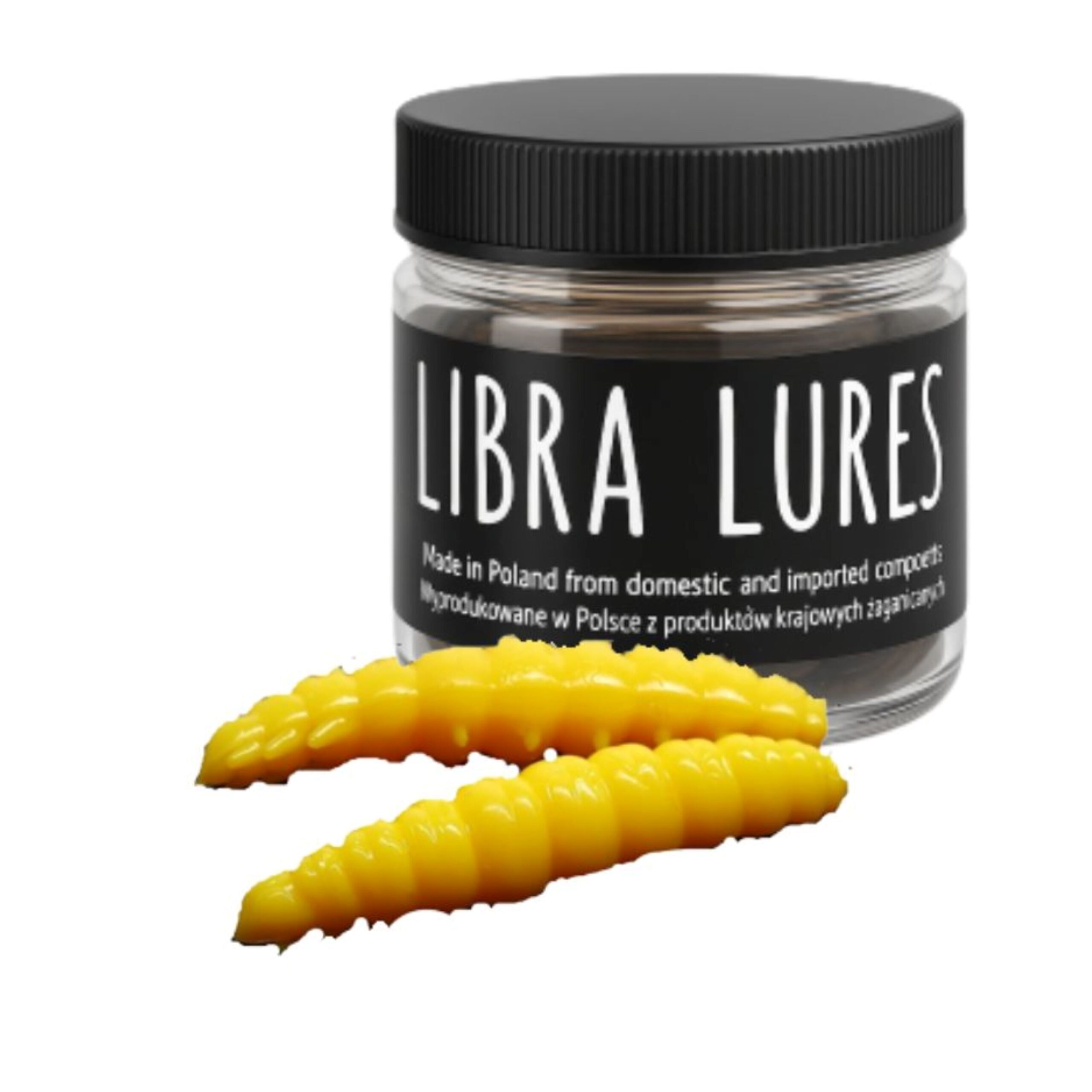 Libra Lures Larva 45mm | Forellenköder Supersoft | Inhalt: 8 Stück | Aroma: Knoblauch | Farbe: 007 Yellow