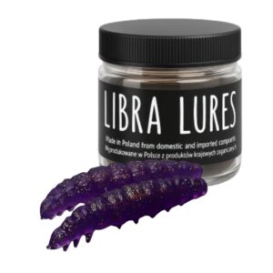 Libra Lures Larva 30mm | Forellenköder Supersoft | Inhalt: 15 Stück | Aroma: Käse | Farbe: 020 / Purple with Glitter