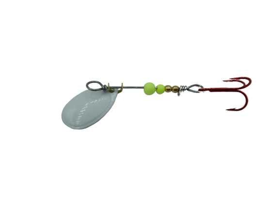 pro-bite Kuss der Schlange KDS - DAS ORIGINAL - in Fluo-Perlmutt/Ultraleicht- Spinner mit Drillingshaken in 1 gr.