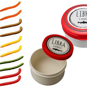 Libra Lures Fatty D Worm 75mm Starter-Set –20 x Forellenköder Softbaits in 10 Farben mit Krill-Aroma – Gummiköder Set + dichte Dose – Ideal zum Forellenangeln