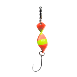 pro-bite Twist’n Catch - Forellenblinker | Twister-Spoon in 2,8 gr. | Forellenköder Plus Wirbel und Haken | Blinker Spoon Forelle (Gelb/Orange Rotor)