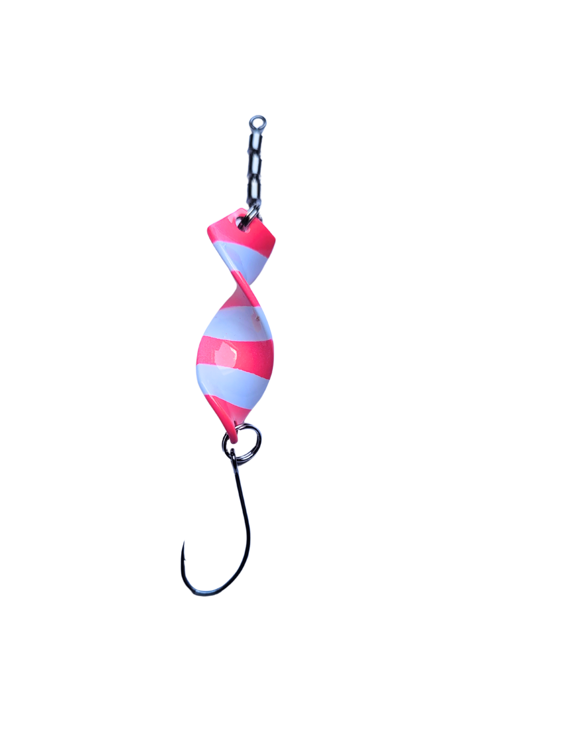 pro-bite Twist’n Catch - Forellenblinker | Twister-Spoon in 2,8 gr. | Forellenköder Plus Wirbel und Haken | Blinker Spoon Forelle (Pink/Weiß Rotor)