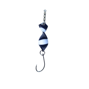 Twist’n Catch - Forellenblinker | Twister-Spoon in 4 gr. | Forellenköder Plus Wirbel und Haken | Blinker Spoon Forelle | Farbe: Schwarz/Weiss Rotor