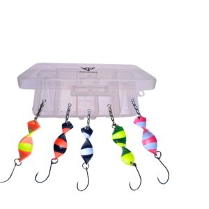 pro-bite Twist’n Catch - Forellenblinker Set Rotor – Twister-Spoons in 4 gr. – 5 x Forellenköder Plus Wirbel, Haken und Box – Blinker Spoon Forelle – Spoonbox Neuheit