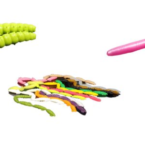 Libra Lures Starterset Larva, Larva Multi und Fatty D`Worm- mit Box (109 Stück) I Forellenköder Gummi Gummiköder Forelle I Forellen Angeln | Fatty D`Worm Larva und Multi mit verschiedenen Aromen