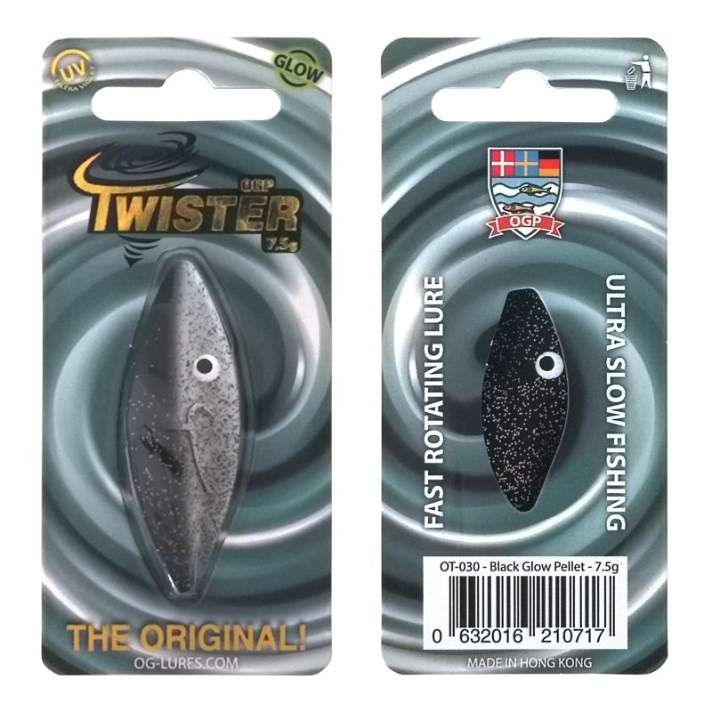 Twister OGP Durchlaufblinker in 7,5 gr. | selbstleuchtend | Forellenblinker | Farbe: Black Glow Pellet